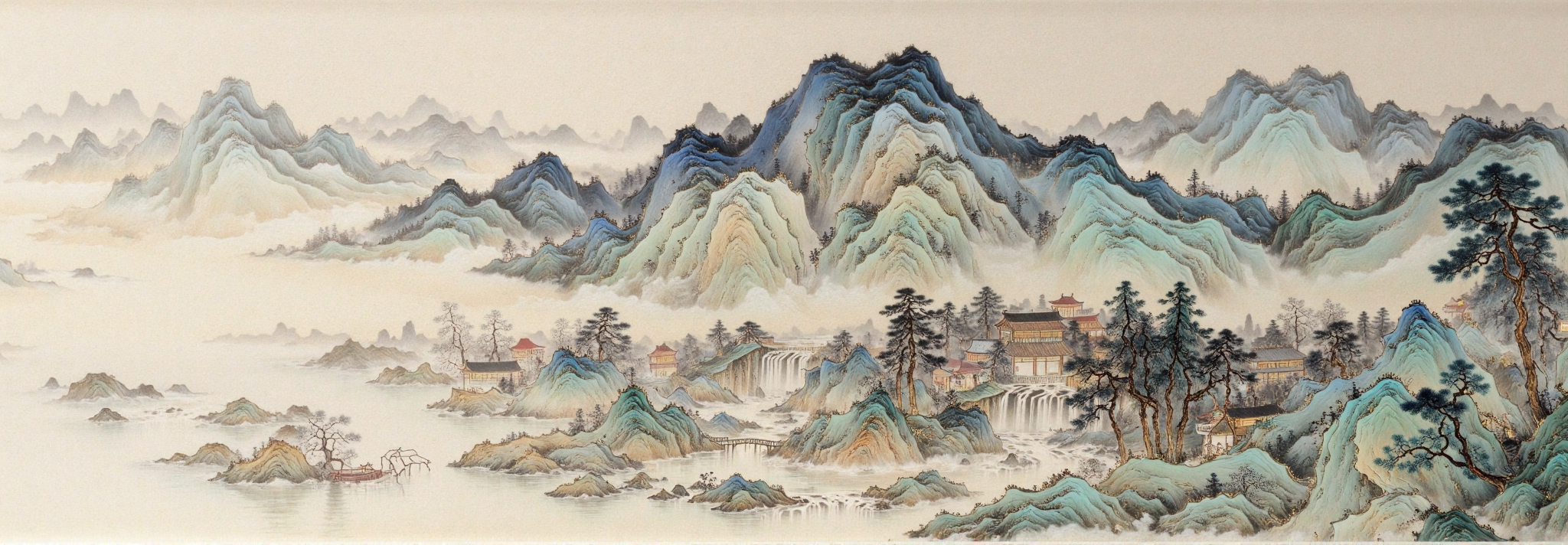 山水插画 国画 山水风景
